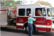 Santa getting out of a firetruck