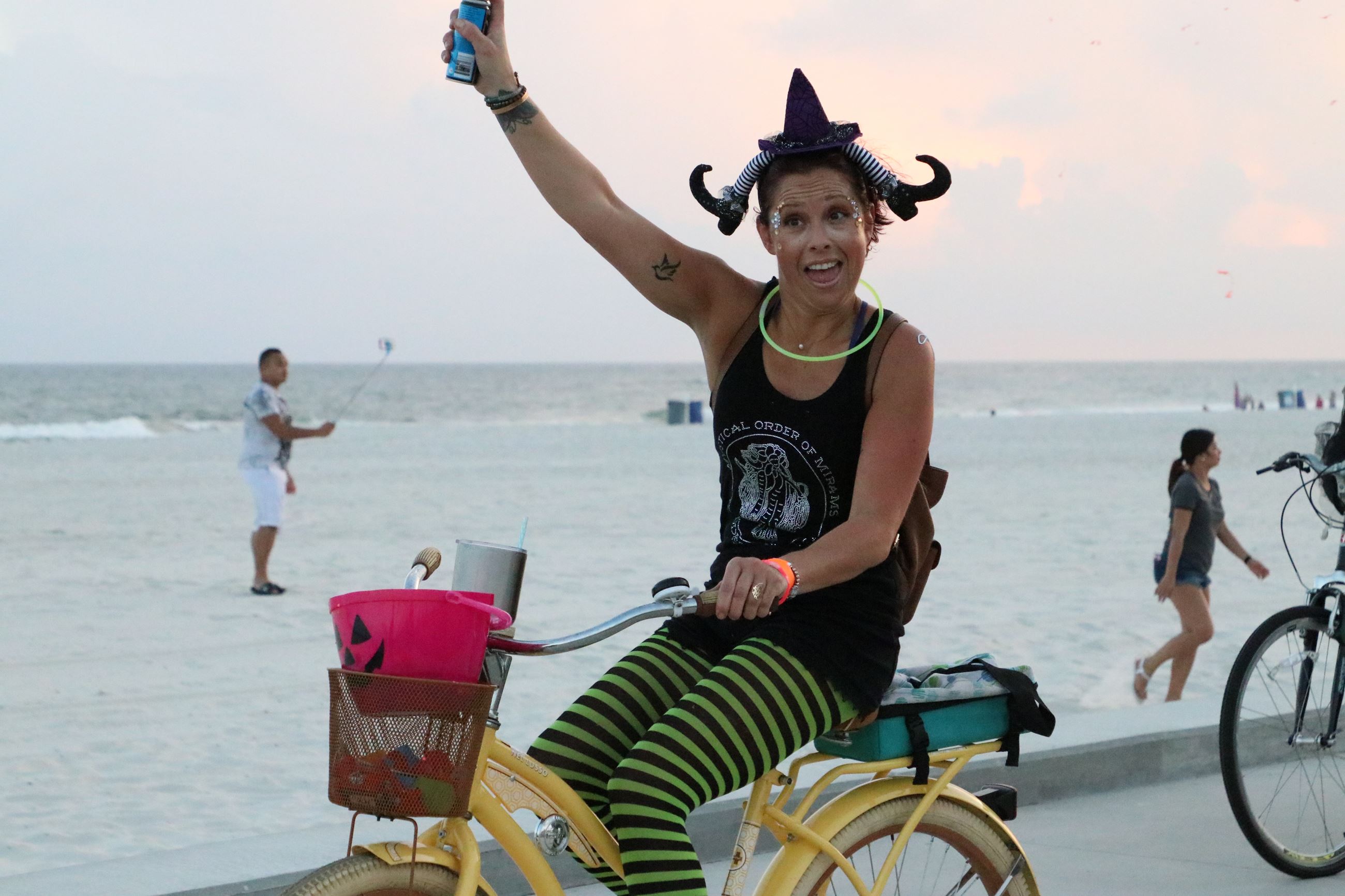 Witches riding a bicycle