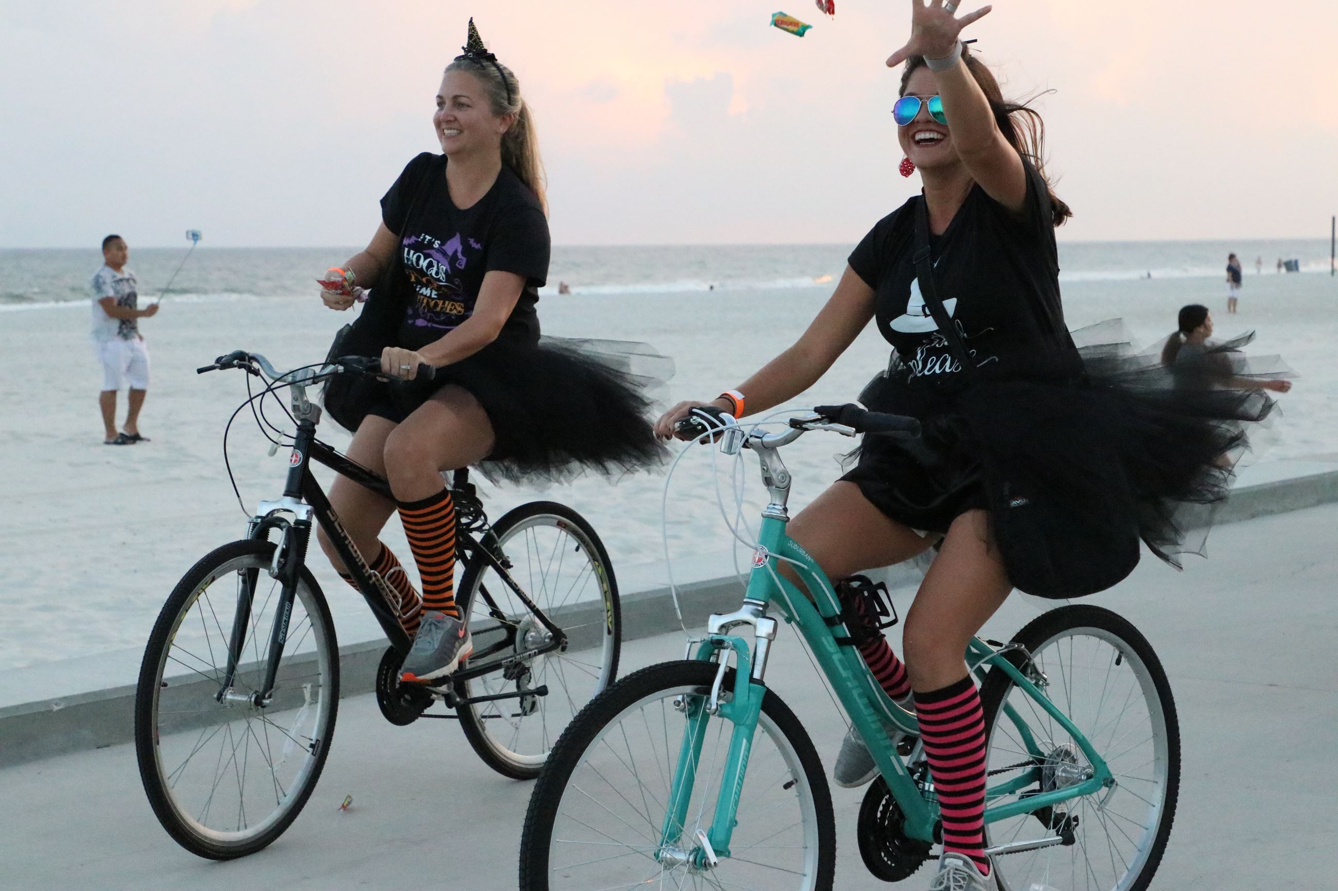 Witches riding a bicycle