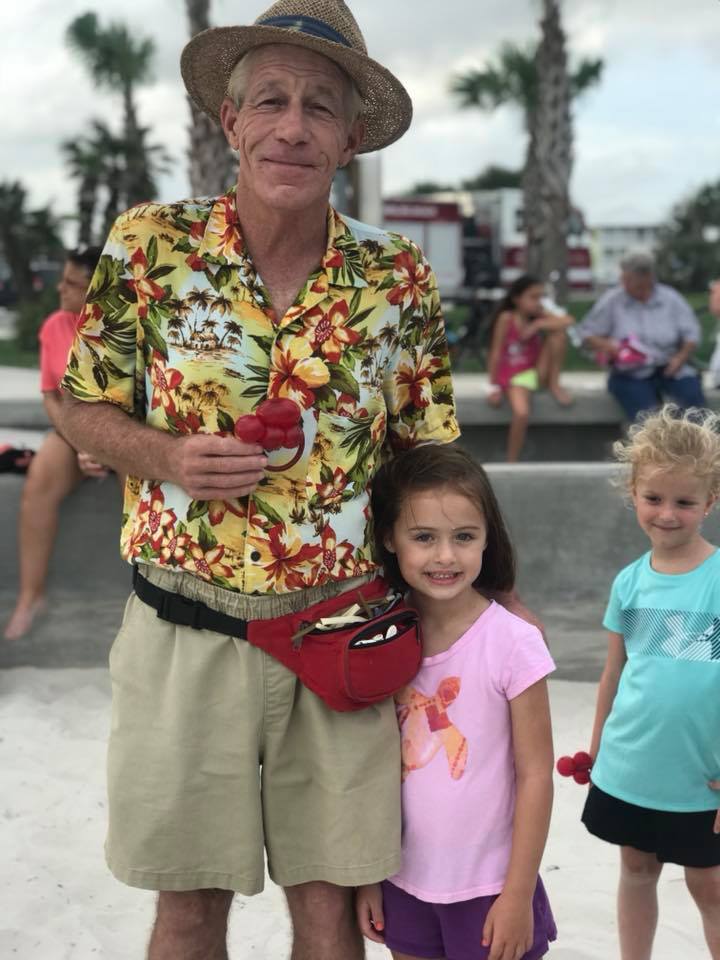 man and girl smiling