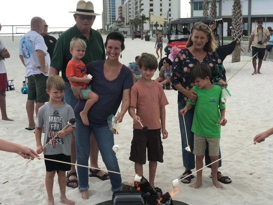 family roasting marshmellows