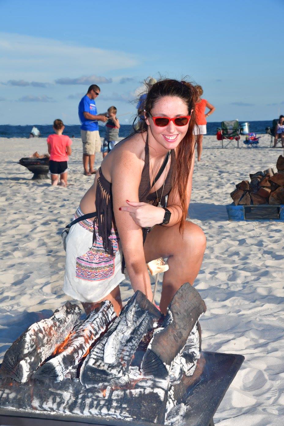 woman making a smore