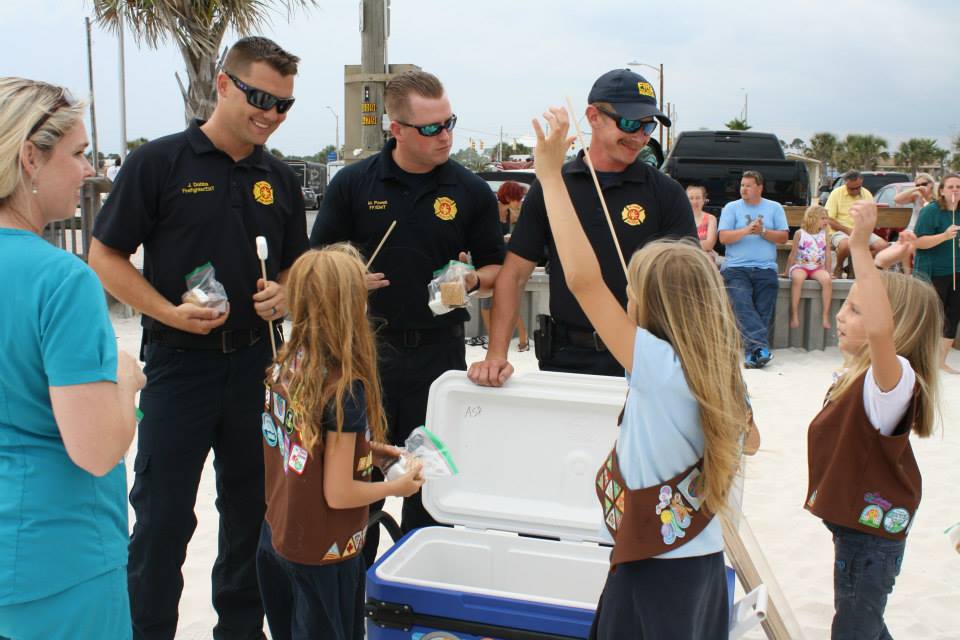 firefighters talking to kids