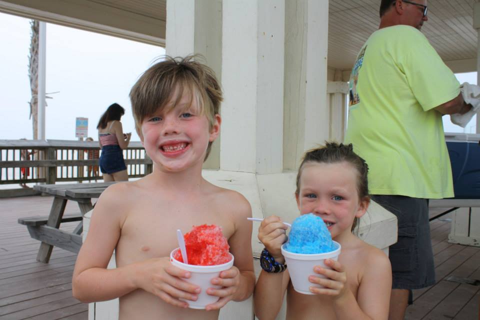 two boys with snocones