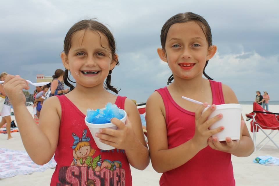 two girls with snocones