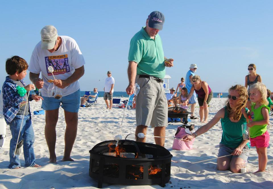 family making smores