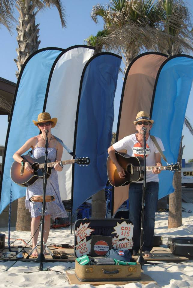 band playing on the beach