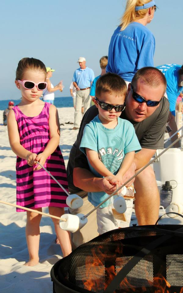 family making smores