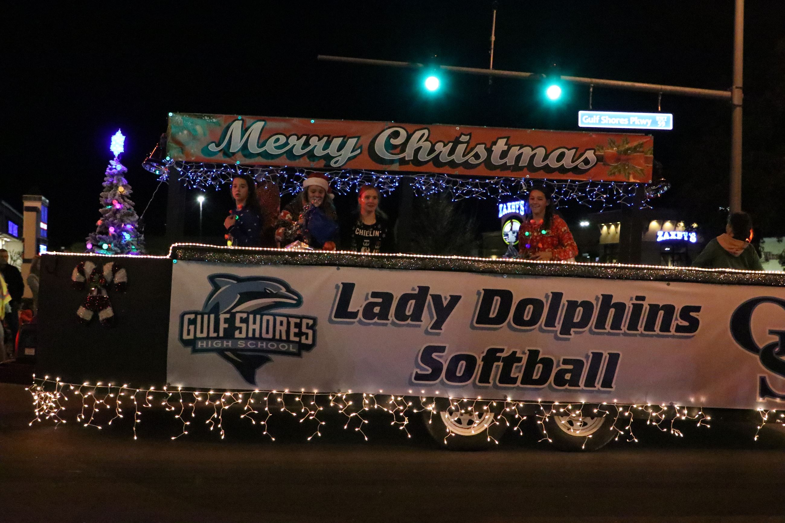 people on a parade float