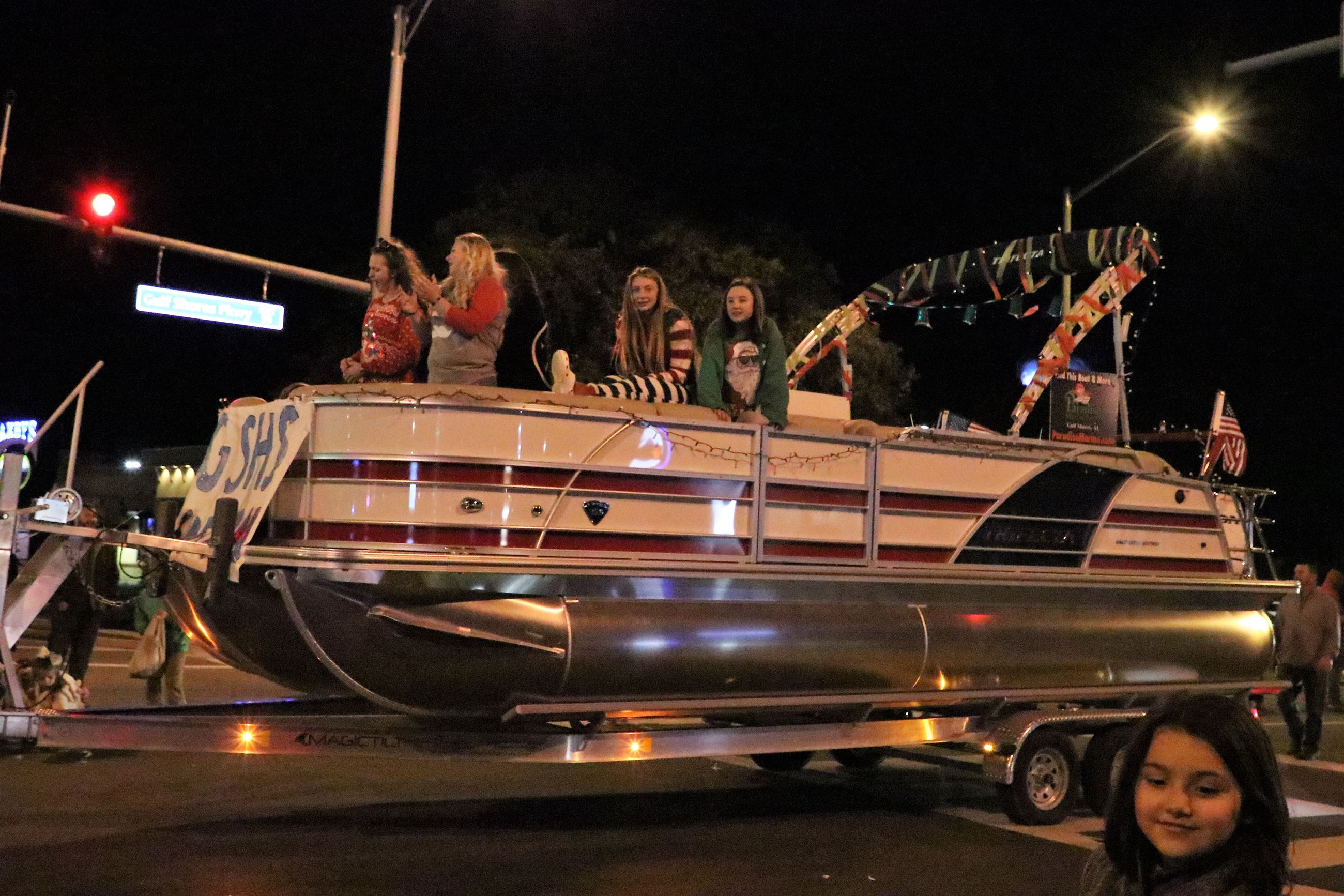 people on a parade float
