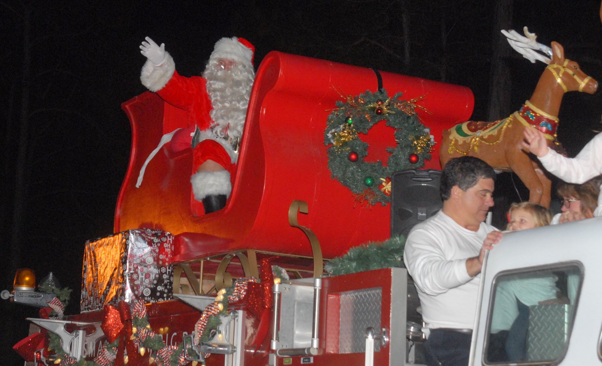 Santa on a parade float