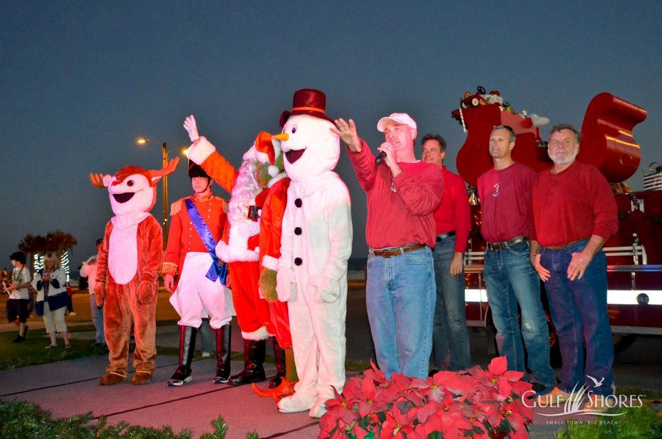 councilmen, frosty the snowman and rudolph on stage