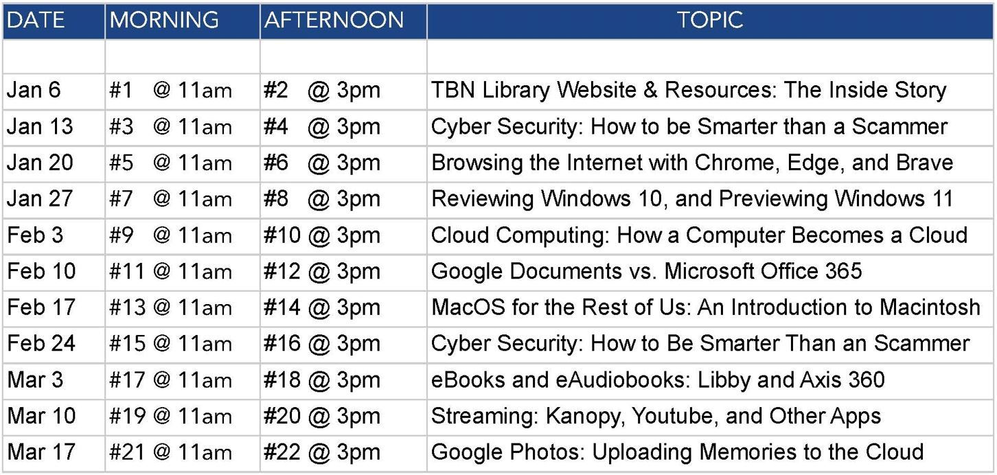 Adult Tech classes for website